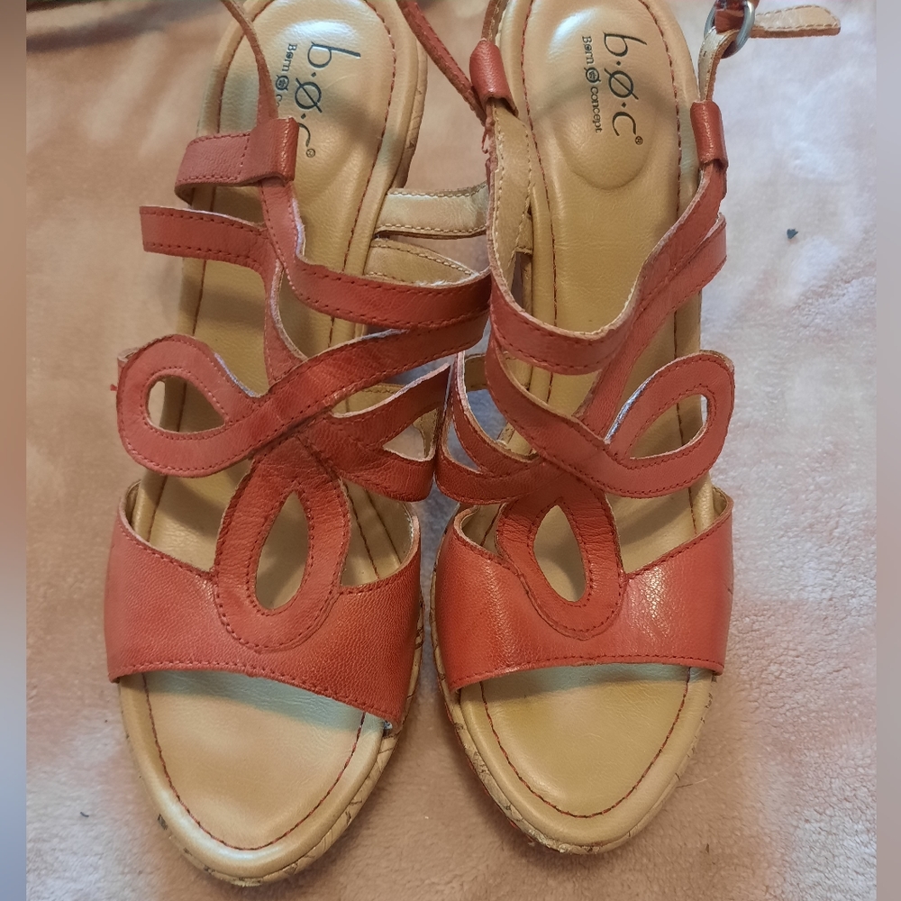 B.O.C. by Born leather wedge sandals